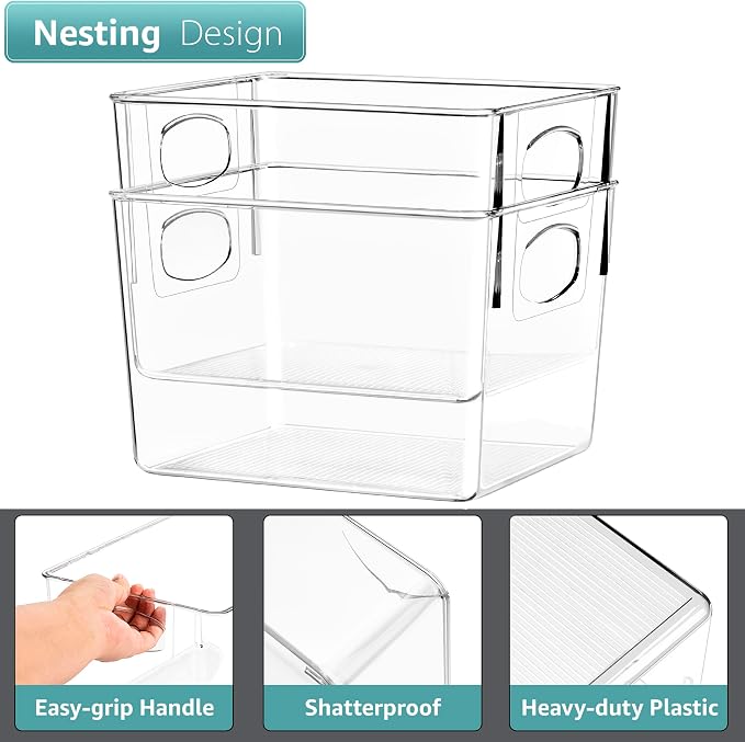 Sorbus 2 Pack Medium Clear Plastic Storage Bins, Refrigerator, Under Sink - Image 5