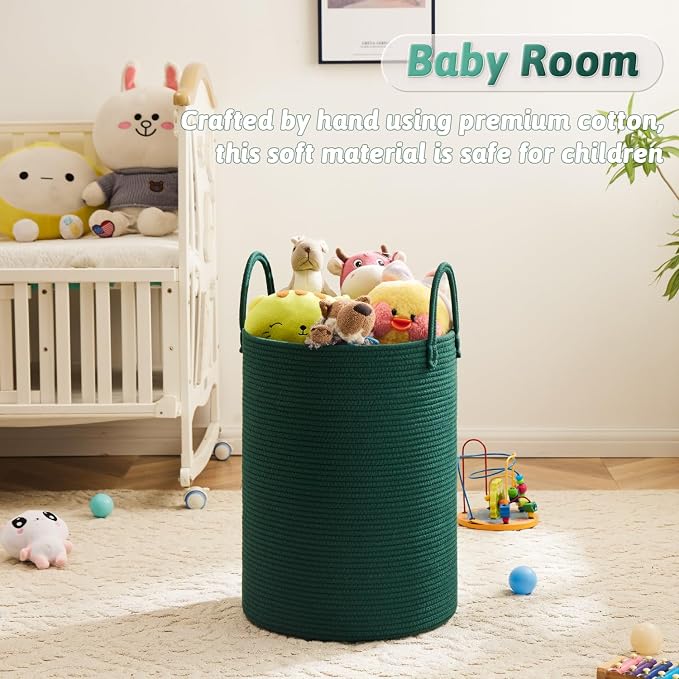 Laundry Basket, Woven Cotton Rope Laundry Hamper, 40L - Image 4