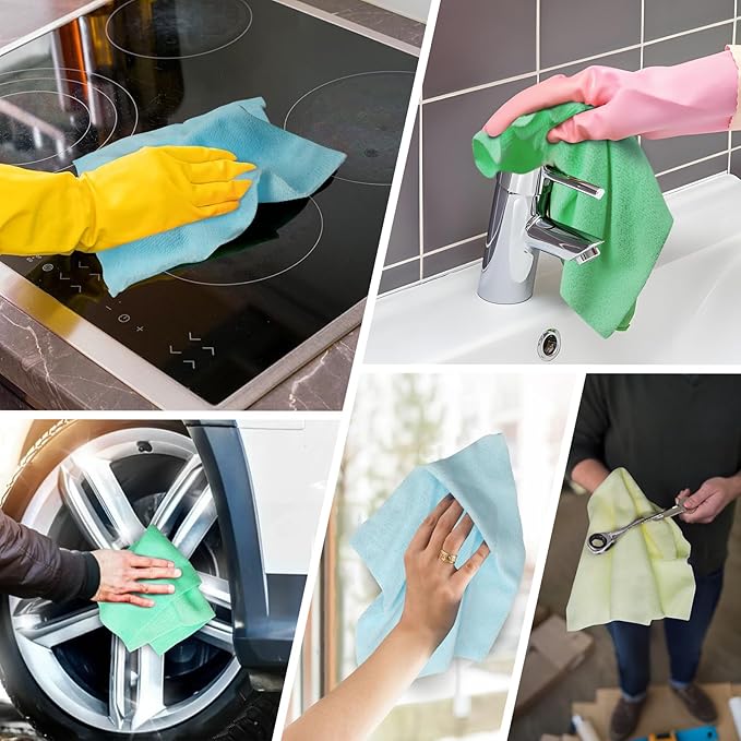 Shop Towels – 50 Pack Edgeless Microfiber Cleaning Cloths, Lint-Free & Reusable - Image 5