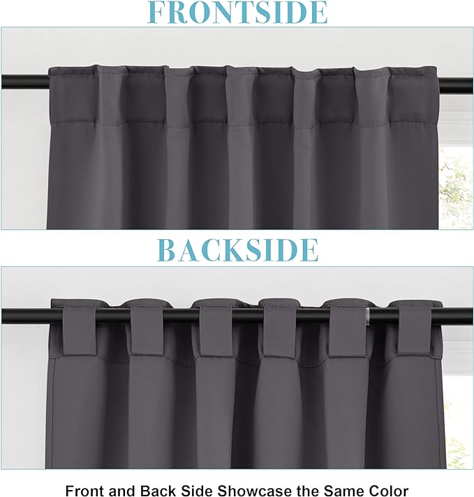 RYB HOME Blackout Curtains for Kitchen, Room Darkening Half Window Treatment - Image 3