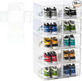 Modular XX-Large Shoe Organizer, Shoe Storage Organizer, 10 Pack Shoe Box Clear by beehomay