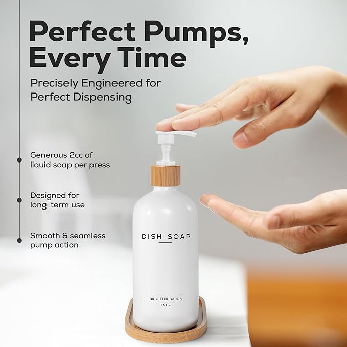 White Glass Dish Soap Dispenser - Image 4