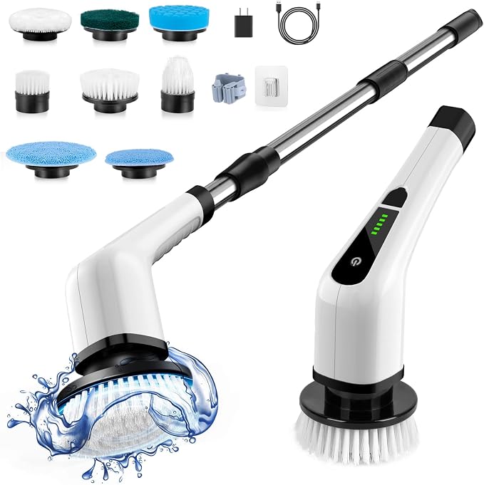 Electric Spin Scrubber, Cordless Cleaning Brush Scrubber by Bomves