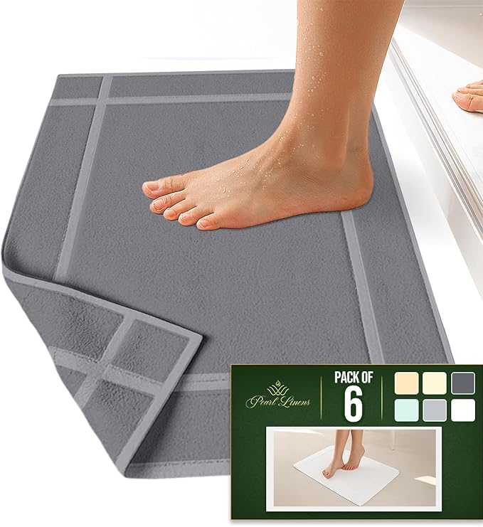 Pearl Linens Pack of 6 Washable Cotton Bath Mat 18x25 - Image 3