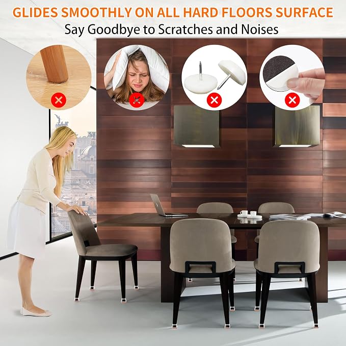 Ezprotekt 16 Pcs Rectangle Clear Silicone Chair Leg Floor Protectors - Image 3
