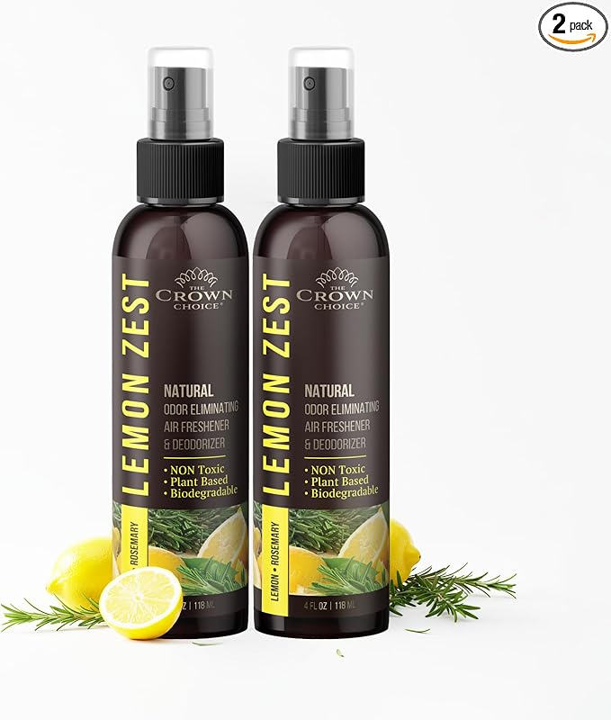 Non-Toxic Odor Eliminator, Natural Citrus Lemon Zest Air Freshener Spray by TheCrownChoice