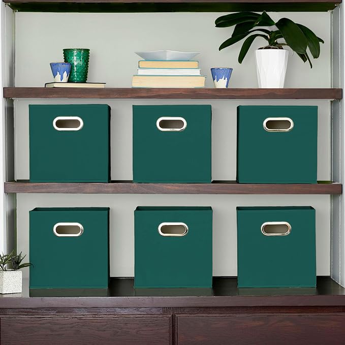 Household Essentials 6 ct Open Fabric Cube Storage Bins, Forest Green - Image 3