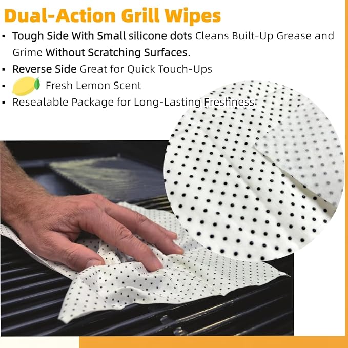 BBQ Dual Action Grill Tough Wipes, Grate and BBQ Disposable Wipes, Cleans and - Image 2