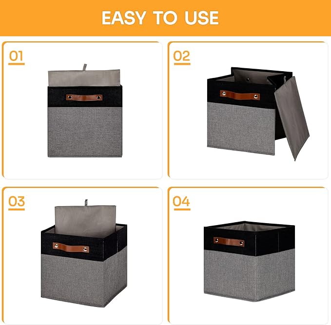 DULLEMELO 11x11 Storage Cubes, Collapsible Sturdy Cube Storage Bins - Image 3