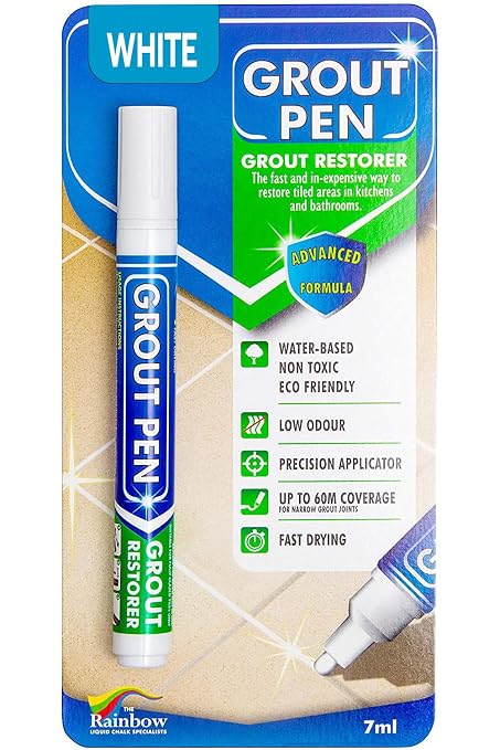 Grout Pen White Tile Paint Marker: Waterproof Grout Paint, Tile Grout Colorant by RainbowChalkMarkers