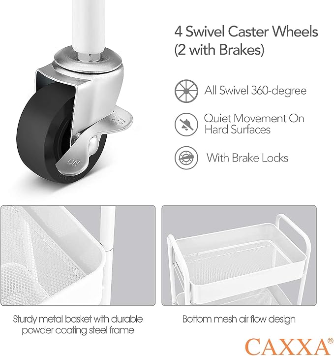 CAXXA 3-Tier Rolling Metal Storage Organizer - Image 4