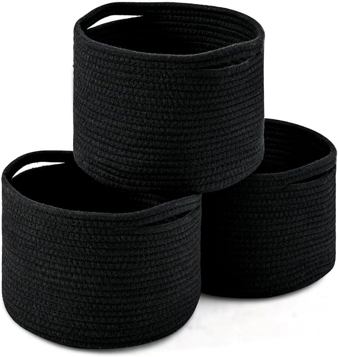 Small Black Baskets for Organizing, Storage Baskets for Shelves, Small Woven by ICERZCZ