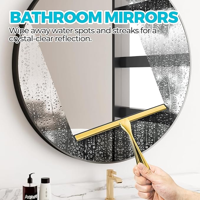 2PACK 10-Inch Golden All-Purpose Shower Squeegee - Image 4