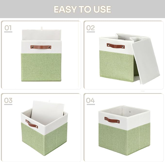 HNZIGE Fabric 11x11 Cube Storage Bins, Foldable Storage Cube Bin Baskets - Image 4
