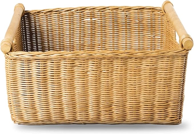 The Basket Lady Pole Handle Wicker Storage Basket, Extra Large, 20 in L x 16 in - Image 3