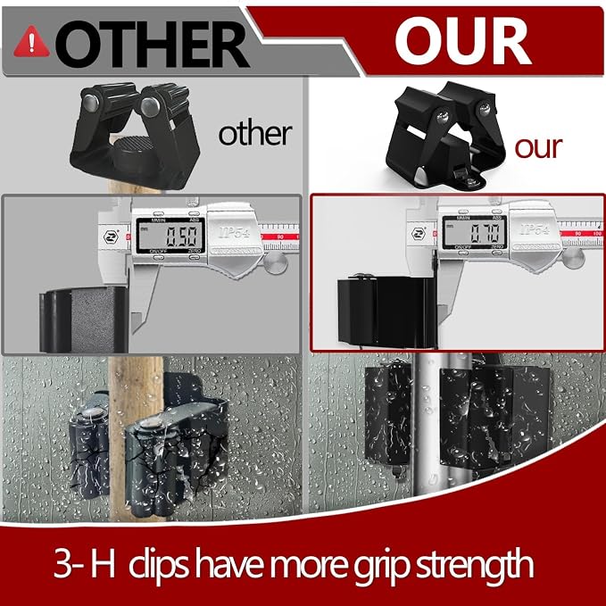 3-H Stainless Steel Broom Holder Wall Mount 15-Pack- Heavy Duty Mop Organizer - Image 2