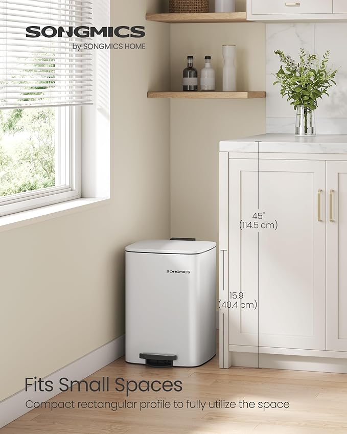 SONGMICS Kitchen Trash Can, 5.2-Gallon Trash Bin, Stainless Steel Garbage Can - Image 2