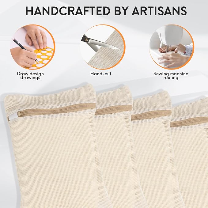 4 Piece Small, Durable Organic Cotton Mesh Laundry Bag - Image 3