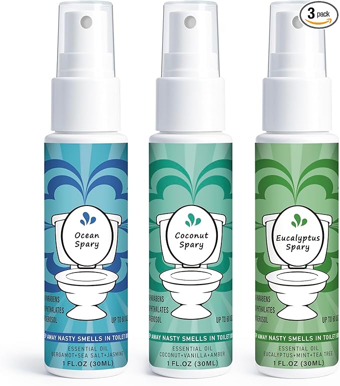 Toilet Spray for Poop 3 Pack, Travel Size Variety, Bathroom Odor Eliminator by Unknown