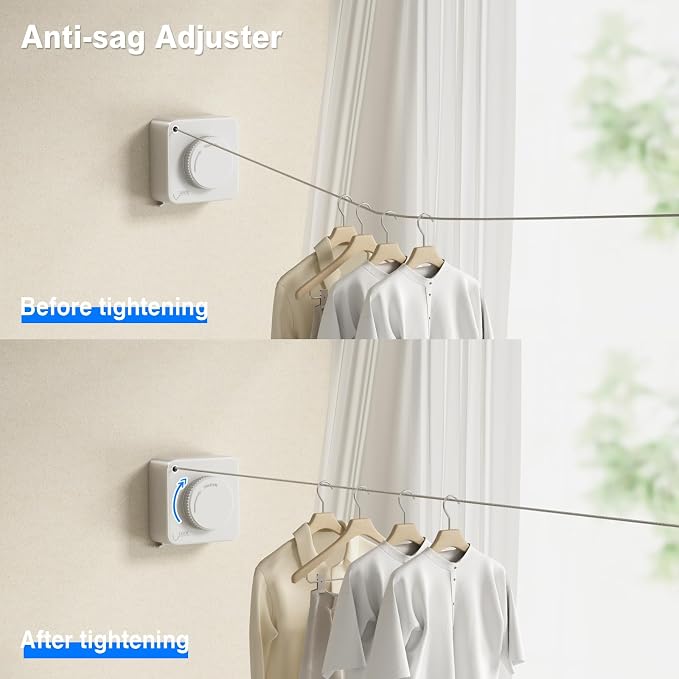 Retractable Clothesline Indoor, Non-Sagging Outdoor Clothes Line Retracting - Image 3