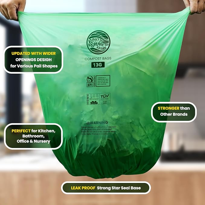 RAYTID 13 + Gallon Compostable Trash Bags, Extra Thick 1.1 Mil, Tall Kitchen - Image 6