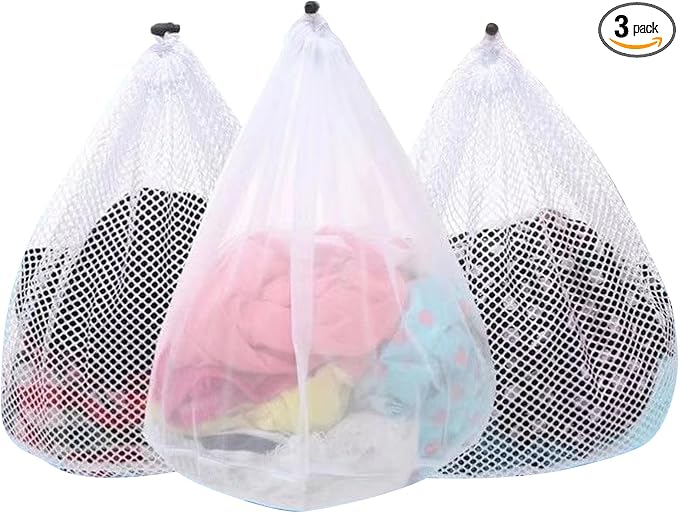 3Pcs Mesh Laundry Bags Washing Machine Mesh Wash Bags Jumbo by OKAKA