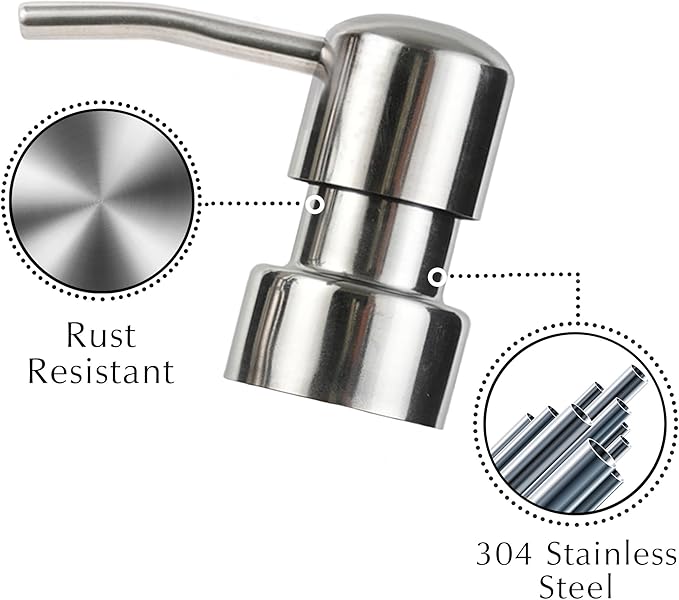 Emerson Essentials Glass Soap Bottle Dispensers, 2 Pack, Stainless-Steel Pumps - Image 4
