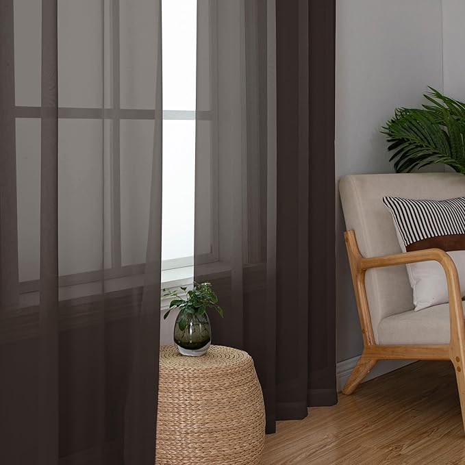Chyhomenyc Sheer Curtains 63 Inch Length 2 Panels, Light Filtering Rod Pocket - Image 4
