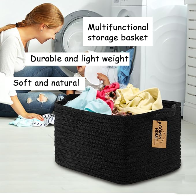 COMFY-HOMI 3PACK Cotton Rope Woven Basket - Image 5