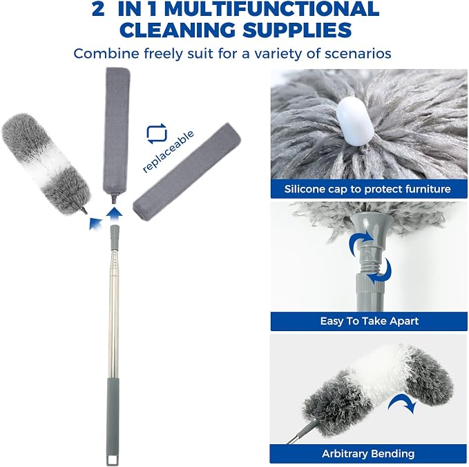 4 Pcs Dusters for Cleaning, 2 in 1 Microfiber Dusters and Retractable Gap Dust - Image 3