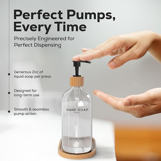 Clear Glass Hand and Dish Soap Dispenser Set by Brighter Barns - Image 4