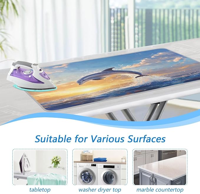 Dolphin Jumping Sunset Blue Ironing Mat Thickened Ironing Blanket Travel - Image 5
