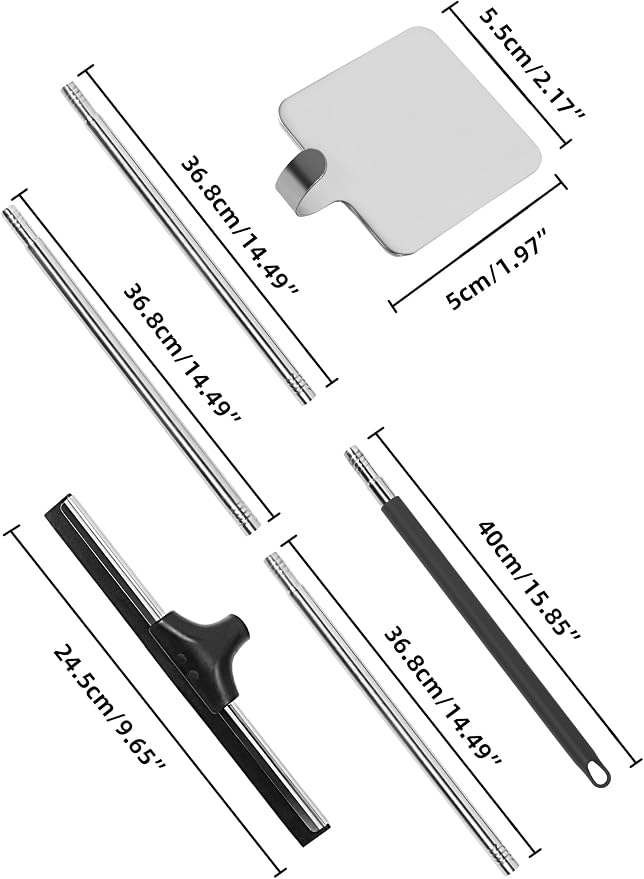 Floor Squeegee Scrubber 59" Long Stainless Steel Handle - Image 5