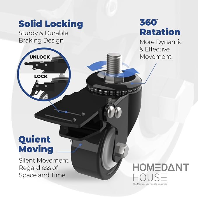 HOMEDANT House 5-Tier Metal Rolling Cart Shelf Rack Casters Heavy Duty - Image 14