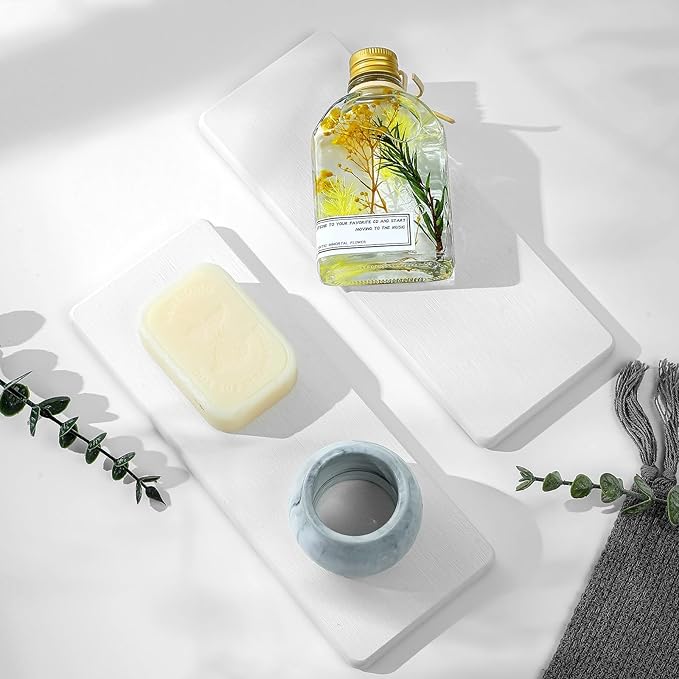 2PCS Bathroom Sink Trays, Water Absorbing Diatomite Stone Quick Drying Mat by Razborci