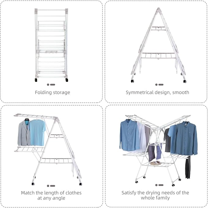 Gullwing Laundry Drying Rack, Space Saving Indoor & Outdoor Use, 61.81' x - Image 3