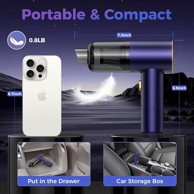 Handheld Car Vacuum Portable Cordless, 18000PA High Power Vacuum Cleaner - Image 7