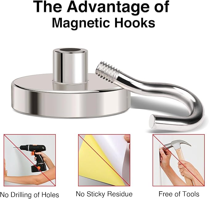 MIKEDE Magnetic Hooks Heavy Duty, 110LB+ Strong Magnet - Image 5