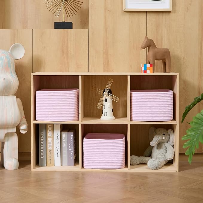 Small Organizing Baskets for Cubes Shelf, 9.7x9.7x7.1 Inch Rope Woven Storage - Image 3