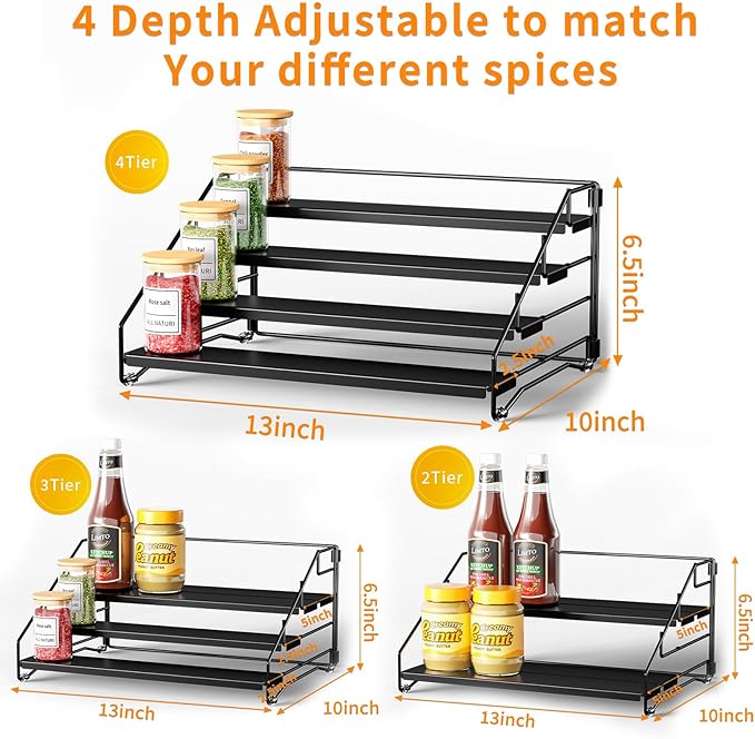 RCHYFEED Spice Rack Organizer for Cabinet Pantry, 4 Tier Spice Rack Countertop - Image 5