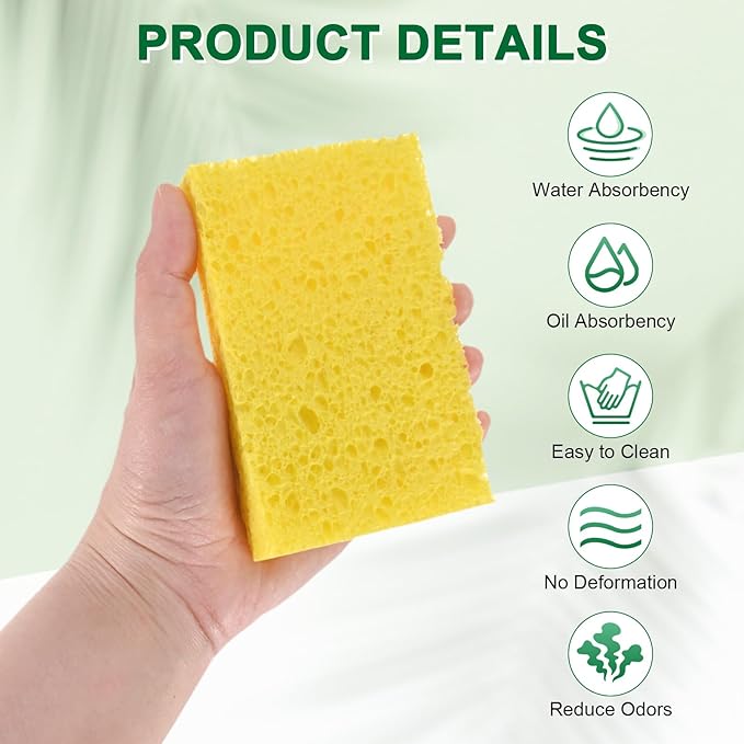 2-Set Kitchen Sponges, Condense Eco Cellulose Non-Scratch Scrub Heavy Sponge - Image 2