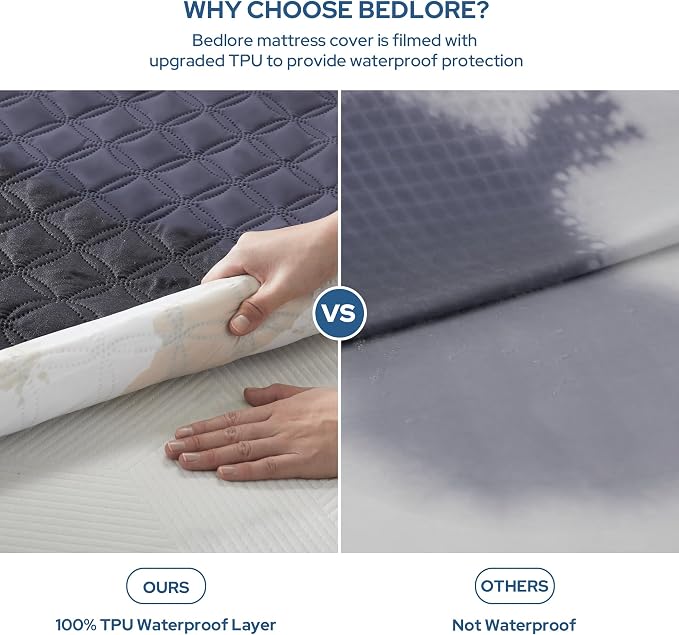 BEDLORE Waterproof Mattress Protector, Queen Size Noiseless Mattress Pad - Image 2