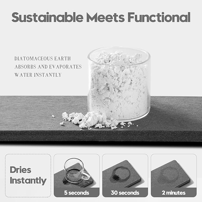 2PCS Bathroom Trays, Water Absorbing Diatomite Stone Quick Drying Mat - Image 3