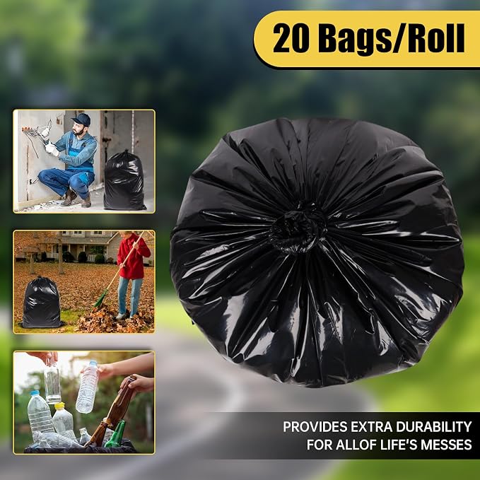 Heavy Duty Extra Large 55 Gallon Black Trash Bags, 1.92 Mil Industrial Garbage - Image 4