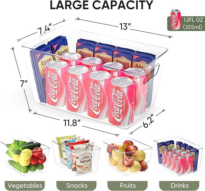 BALEINE Clear Plastic Storage Bins, Pantry Organization, BPA Free Stackable - Image 4