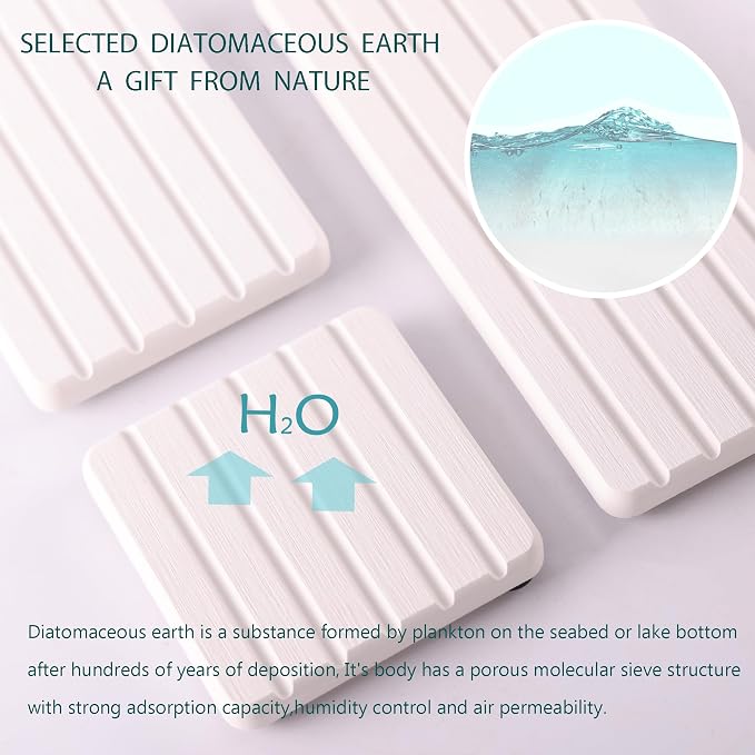 Set of 4 Water Absorbent Diatomite Coasters, Diatomaceous Earth Kitchen Soap - Image 2