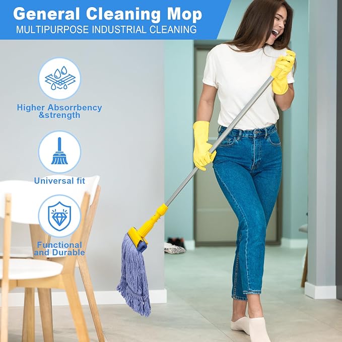2 Pack Mop Head Replacement, Cleaning Heavy Duty Mop Head Commercial Replacement - Image 5
