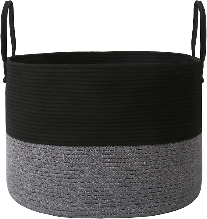 Woven Blanket Basket, 65L Large Rope Storage Bin by JMvicyroam