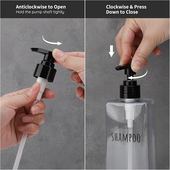 Segbeauty Clear Square Shampoo Bottles, 500ml Empty Reusable Bathroom Shower - Image 5