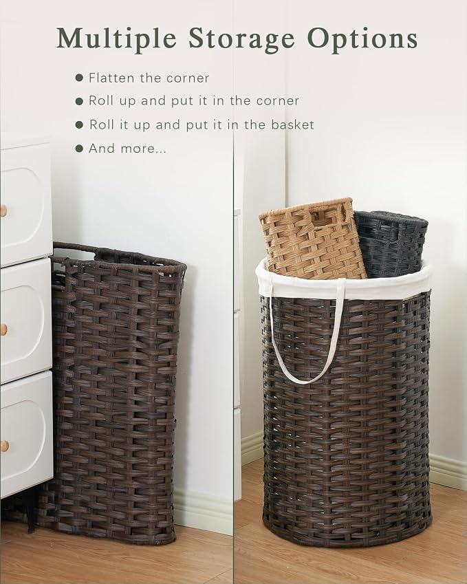 Laundry Basket Round Rattan Laundry Hamper 29.1 Gal Handwoven Large Wicker - Image 6